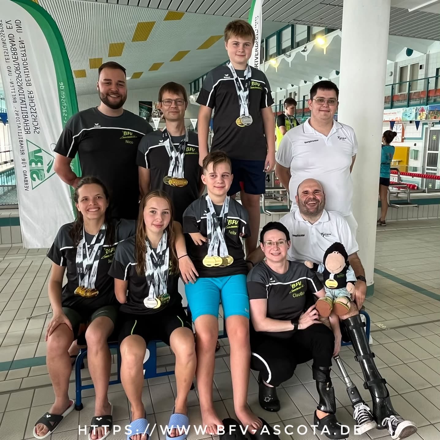 Team Para Schwimmen des BFV Ascota bei den Sachsenmeisterschaften 2026 in Riesa